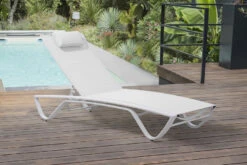 Bain De Soleil Multi-positions FIGARI En Aluminium Et Textilène BLANC Ou GRIS